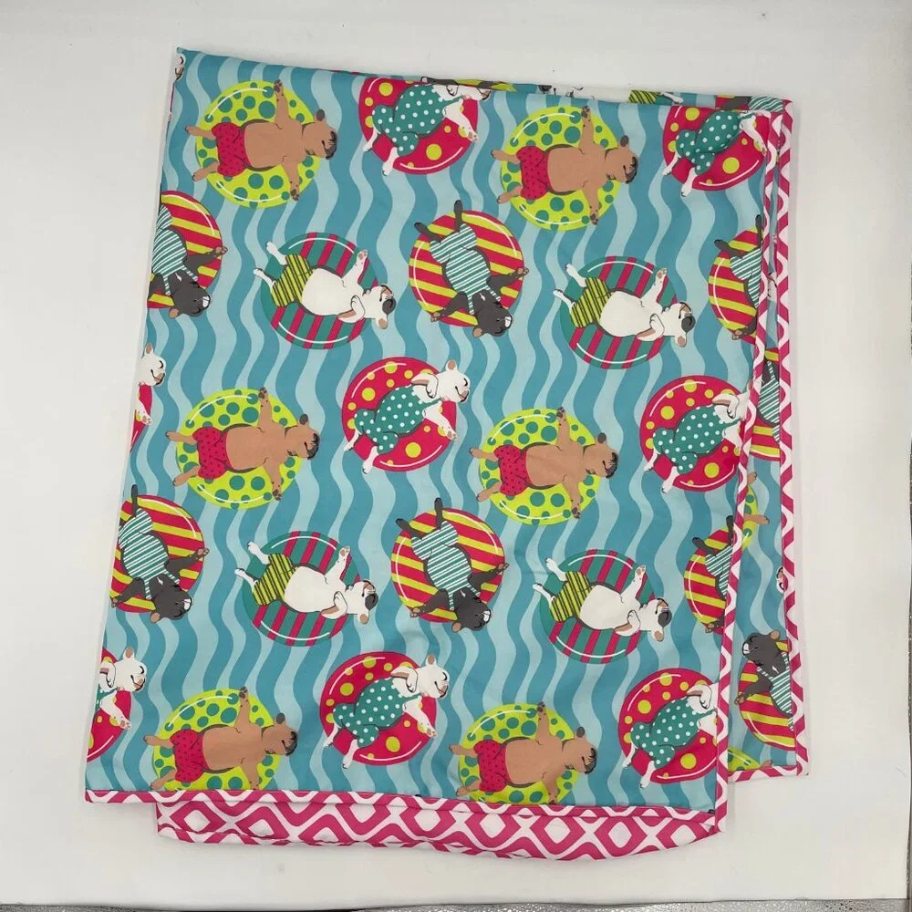 Max Studio Picnic Blanket Beach‎ Dog French Bulldogs Frenchie Float Outdoor Blue